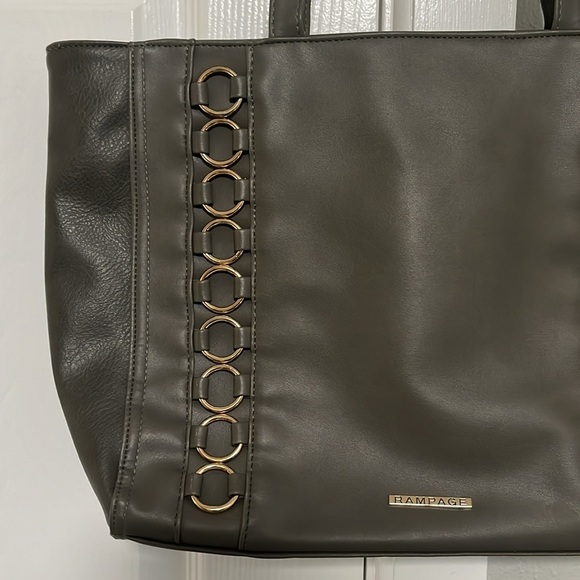 Rampage Large Tote Bucket Bag with Gold Accents - Picture 3 of 16